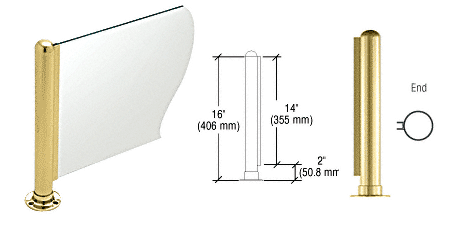 C.R. Laurence CRL 16&quot; Round Polished Brass PP03 Elegant Series Counter/Partition End Post | PP03EPB