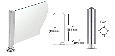C.R. Laurence CRL 16&quot; Round Polished Stainless PP03 Elegant Series Counter/Partition 4-Way Post | PP03XPS