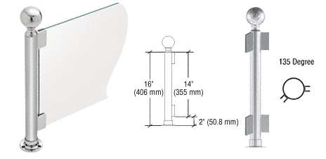 C.R. Laurence CRL 16&quot; Round Polished Stainless PP04 Elegant Series Counter/Partition 135 Degree Post | PP04APS
