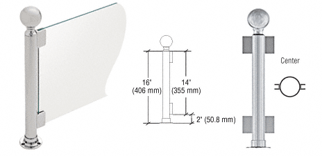 C.R. Laurence CRL 16&quot; Round Brushed Stainless PP05 Elegant Series Counter/Partition Center Post | PP05CBS