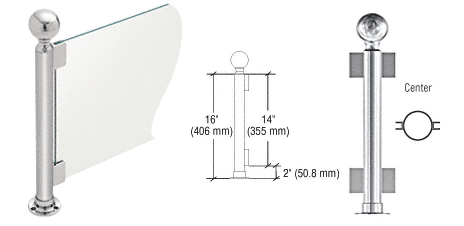 C.R. Laurence CRL 16&quot; Round Polished Stainless PP05 Elegant Series Counter/Partition Center Post | PP05CPS