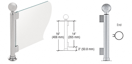 C.R. Laurence CRL 16&quot; Round Brushed Stainless PP05 Elegant Series Counter/Partition End Post | PP05EBS