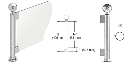 C.R. Laurence CRL 16&quot; Round Polished Stainless PP05 Elegant Series Counter/Partition End Post | PP05EPS