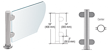 C.R. Laurence CRL 16&quot; Round Brushed Stainless PP06 Elegant Series Counter/Partition Center Post | PP06CBS