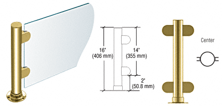 C.R. Laurence CRL 16&quot; Round Polished Brass PP06 Elegant Series Counter/Partition Center Post | PP06CPB