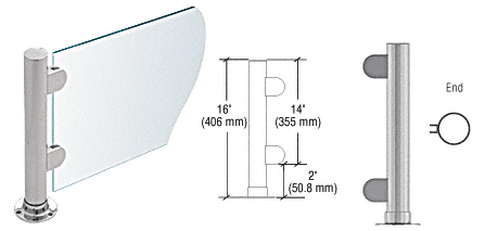C.R. Laurence CRL 16&quot; Round Brushed Stainless PP06 Elegant Series Counter/Partition End Post | PP06EBS