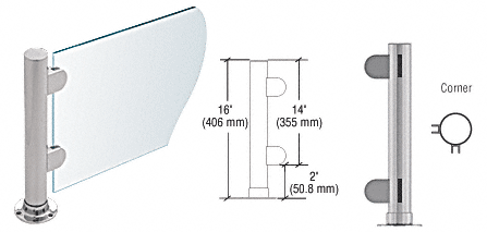 C.R. Laurence CRL 16&quot; Round Brushed Stainless PP06 Elegant Series Counter/Partition Corner Post | PP06LBS