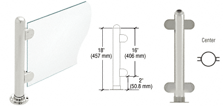 C.R. Laurence CRL 18&quot; Round Brushed Stainless PP07 Elegant Series Counter/Partition Center Post | PP07CBS