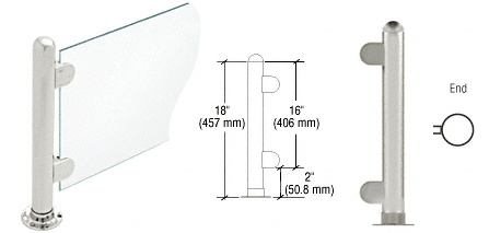 C.R. Laurence CRL 18&quot; Round Brushed Stainless PP07 Elegant Series Counter/Partition End Post | PP07EBS