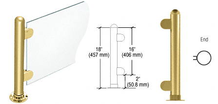 C.R. Laurence CRL 18&quot; Round Polished Brass PP07 Elegant Series Counter/Partition End Post | PP07EPB