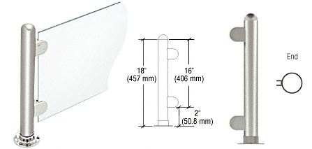 C.R. Laurence CRL 18&quot; Round Polished Stainless PP07 Elegant Series Counter/Partition End Post | PP07EPS