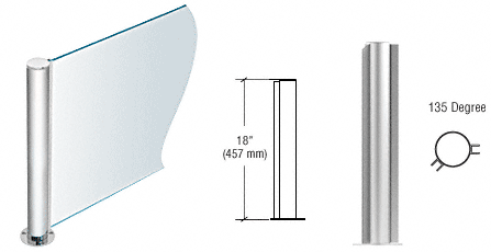 C.R. Laurence CRL 18&quot; Round Polished Stainless PP08 Elegant Series Counter/Partition 135 Degree Post | PP0818APS
