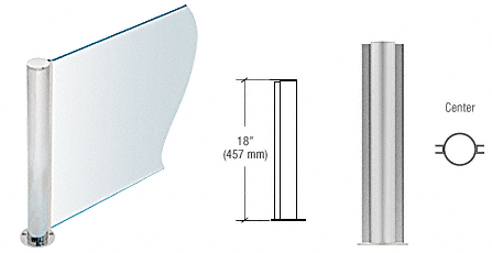 C.R. Laurence CRL 18&quot; Round Brushed Stainless PP08 Elegant Series Counter/Partition Center Post | PP0818CBS