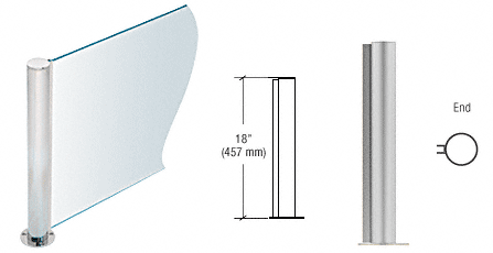C.R. Laurence CRL 18&quot; Round Brushed Stainless PP08 Elegant Series Counter/Partition End Post | PP0818EBS
