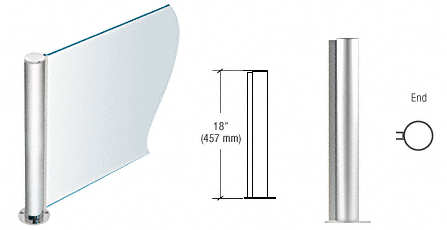 C.R. Laurence CRL 18&quot; Round Polished Stainless PP08 Elegant Series Counter/Partition End Post | PP0818EPS