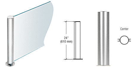 C.R. Laurence CRL 24&quot; Round Polished Stainless PP08 Elegant Series Counter/Partition Center Post | PP0824CPS