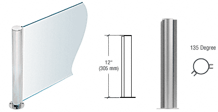 C.R. Laurence CRL 12&quot; Round Brushed Stainless PP08 Elegant Series Counter/Partition 135 Degree Post | PP08ABS