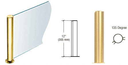 C.R. Laurence CRL 12&quot; Round Polished Brass PP08 Elegant Series Counter/Partition 135 Degree Post | PP08APB