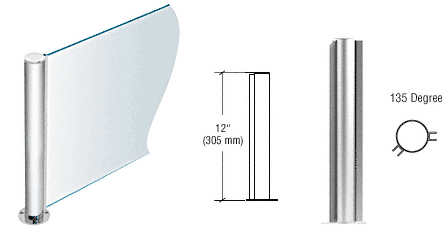 C.R. Laurence CRL 12&quot; Round Polished Stainless PP08 Elegant Series Counter/Partition 135 Degree Post | PP08APS