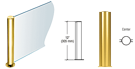 C.R. Laurence CRL 12&quot; Round Polished Brass PP08 Elegant Series Counter/Partition Center Post | PP08CPB
