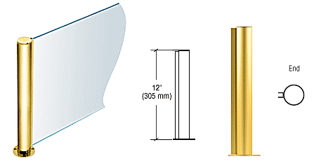 C.R. Laurence CRL 12&quot; Round Polished Brass PP08 Elegant Series Counter/Partition End Post | PP08EPB