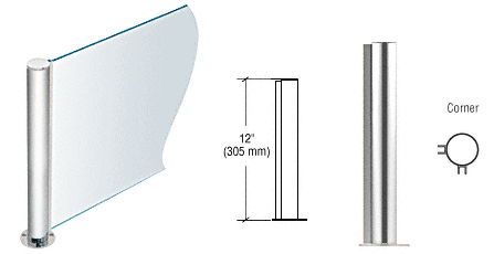 C.R. Laurence CRL 12&quot; Round Polished Stainless PP08 Elegant Series Counter/Partition Corner Post | PP08LPS