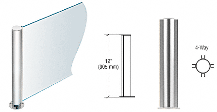 C.R. Laurence CRL 12&quot; Round Polished Stainless PP08 Elegant Series Counter/Partition 4-Way Post | PP08XPS