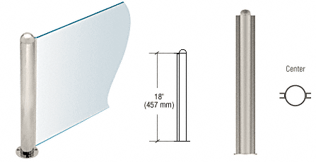 C.R. Laurence CRL 18&quot; Round Brushed Stainless PP09 Elegant Series Counter/Partition Center Post | PP09CBS