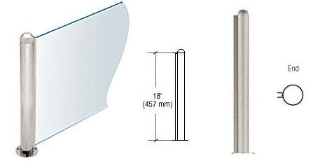 C.R. Laurence CRL 18&quot; Round Brushed Stainless PP09 Elegant Series Counter/Partition End Post | PP09EBS