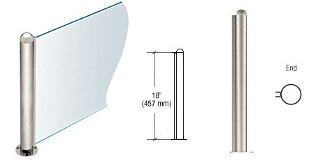 C.R. Laurence CRL 18&quot; Round Polished Stainless PP09 Elegant Series Counter/Partition End Post | PP09EPS