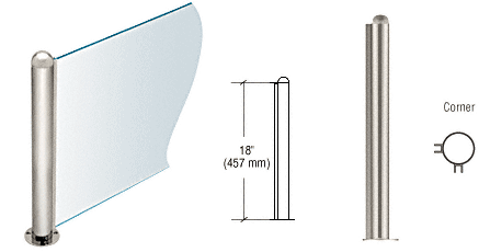 C.R. Laurence CRL 18&quot; Round Polished Stainless PP09 Elegant Series Counter/Partition Corner Post | PP09LPS