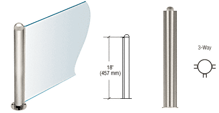 C.R. Laurence CRL 18&quot; Round Polished Stainless PP09 Elegant Series Counter/Partition 3-Way Post | PP09TPS