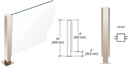 C.R. Laurence CRL Polished Stainless 16&quot; High 1-1/2&quot; Square PP41 Series Counter/Partition Center Post | PP41CPS