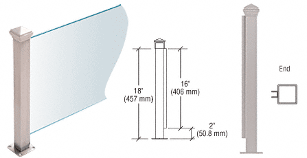 C.R. Laurence CRL Brushed Stainless 18&quot; High 1-1/2&quot; Square PP42 Elegant Series Counter/Partition End Post | PP42EBS