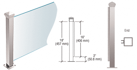 C.R. Laurence CRL Polished Stainless 18&quot; High 1-1/2&quot; Square PP42 Elegant Series Counter/Partition End Post | PP42EPS