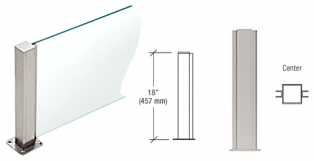 C.R. Laurence CRL Brushed Stainless 18&quot; High 1-1/2&quot; Square PP43 Elegant Series Counter/Partition Center Post | PP4318CBS