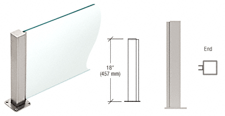 C.R. Laurence CRL Brushed Stainless 18&quot; High 1-1/2&quot; Square PP43 Elegant Series Counter/Partition End Post | PP4318EBS
