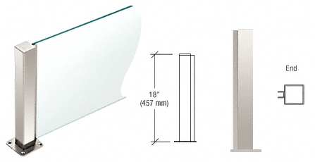 C.R. Laurence CRL Polished Stainless 18&quot; High 1-1/2&quot; Square PP43 Elegant Series Counter/Partition End Post | PP4318EPS