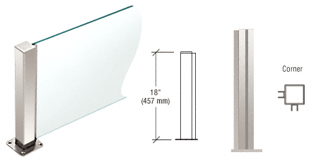 C.R. Laurence CRL Polished Stainless 18&quot; High 1-1/2&quot; Square PP43 Elegant Series Counter/Partition Corner Post | PP4318LPS