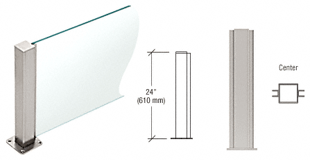 C.R. Laurence CRL Brushed Stainless 24&quot; High 1-1/2&quot; Square PP43 Elegant Series Counter/Partition Center Post | PP4324CBS