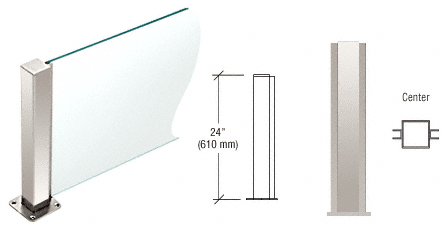 C.R. Laurence CRL Polished Stainless 24&quot; High 1-1/2&quot; Square PP43 Elegant Series Counter/Partition Center Post | PP4324CPS