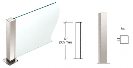 C.R. Laurence CRL Polished Stainless 12&quot; High 1-1/2&quot; Square PP43 Elegant Series Counter/Partition End Post | PP43EPS