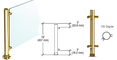 C.R. Laurence CRL 18&quot; Round Polished Brass PP45 Elegant Series Counter/Partition 135 Degree Posts | PP45APB