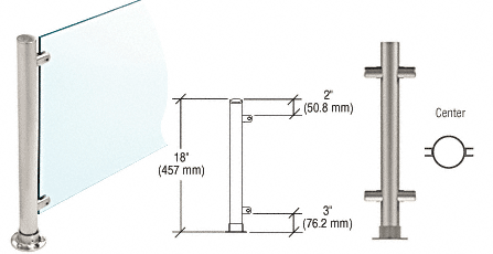C.R. Laurence CRL 18&quot; Round Brushed Stainless PP45 Elegant Series Counter/Partition Center Posts | PP45CBS