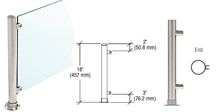 C.R. Laurence CRL 18&quot; Round Brushed Stainless PP45 Elegant Series Counter/Partition End Posts | PP45EBS