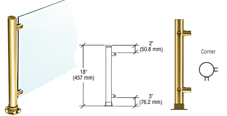 C.R. Laurence CRL 18&quot; Round Polished Brass PP45 Elegant Series Counter/Partition Corner Posts | PP45LPB