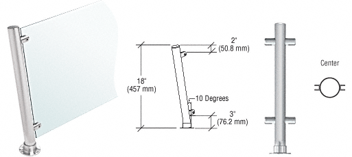 C.R. Laurence CRL 18&quot; Round Brushed Stainless PP46 Elegant Series Counter/Partition Center Posts | PP46CBS
