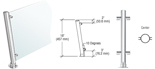 C.R. Laurence CRL 18&quot; Round Polished Stainless PP46 Elegant Series Counter/Partition Center Posts | PP46CPS