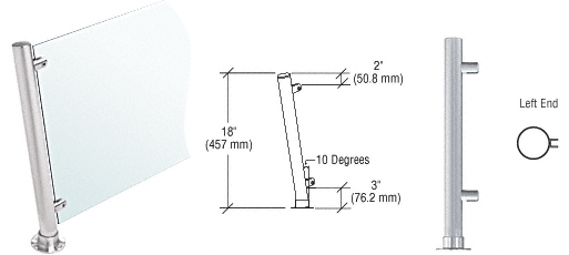 C.R. Laurence CRL 18&quot; Round Brushed Stainless PP46 Elegant Series Counter/Partition Left End Posts | PP46LEBS