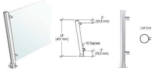 C.R. Laurence CRL 18&quot; Round Polished Stainless PP46 Elegant Series Counter/Partition Left End Posts | PP46LEPS